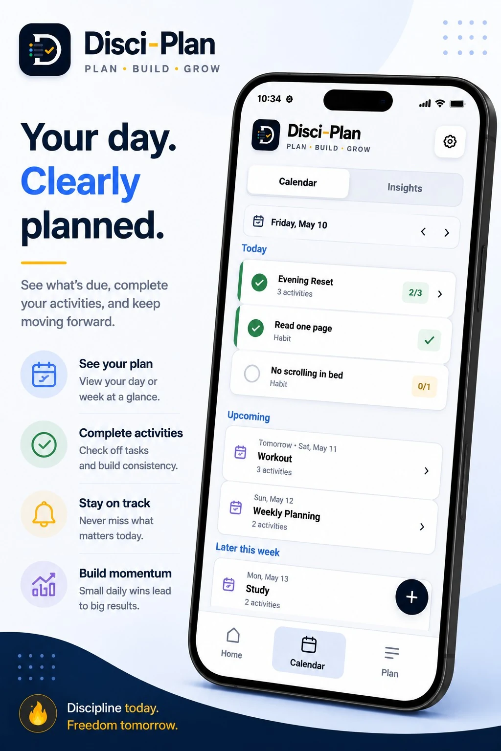 Disci-Plan daily plan