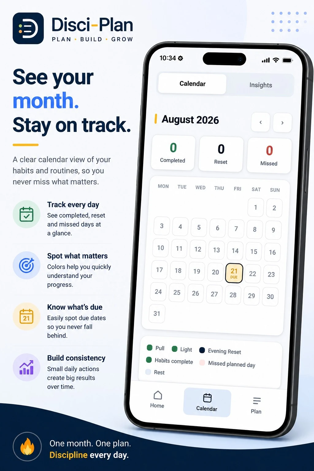 Disci-Plan monthly calendar